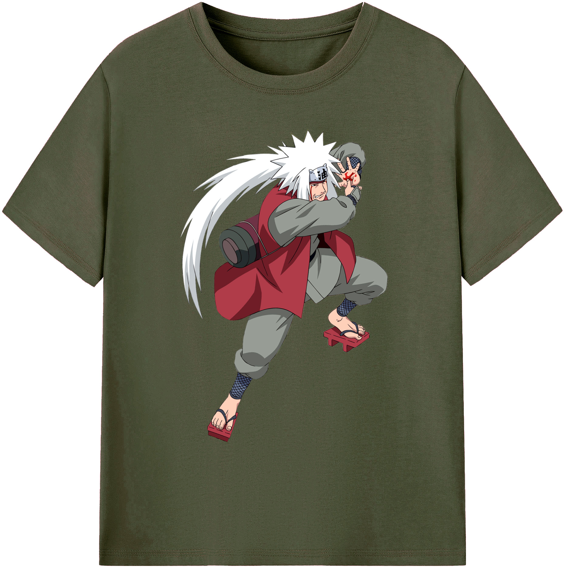 （画像用） NARUTO -ナルト- 自来也（じらいや） Jiraiya 綿100％ メンズ半袖Tシャツ｜肌触りやわらか＆通気性